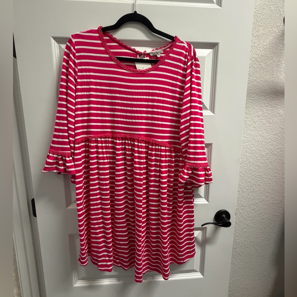 JODIFL Pink and White Striped Women’s Dress